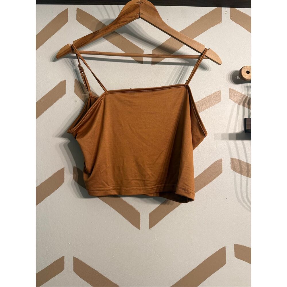Two2fly Rust Brown Sleeveless Square Neck Cropped Camisole Tank Top Size Large